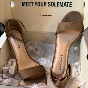 J. Adams Brown Suede Ankle-Strap Heeled Sandals NEW in Box